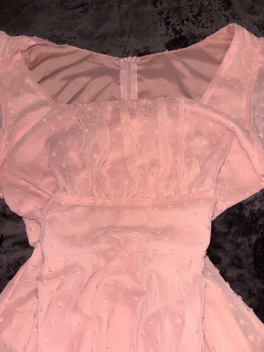 Light Pink Swiss Dot Square Neck Dress